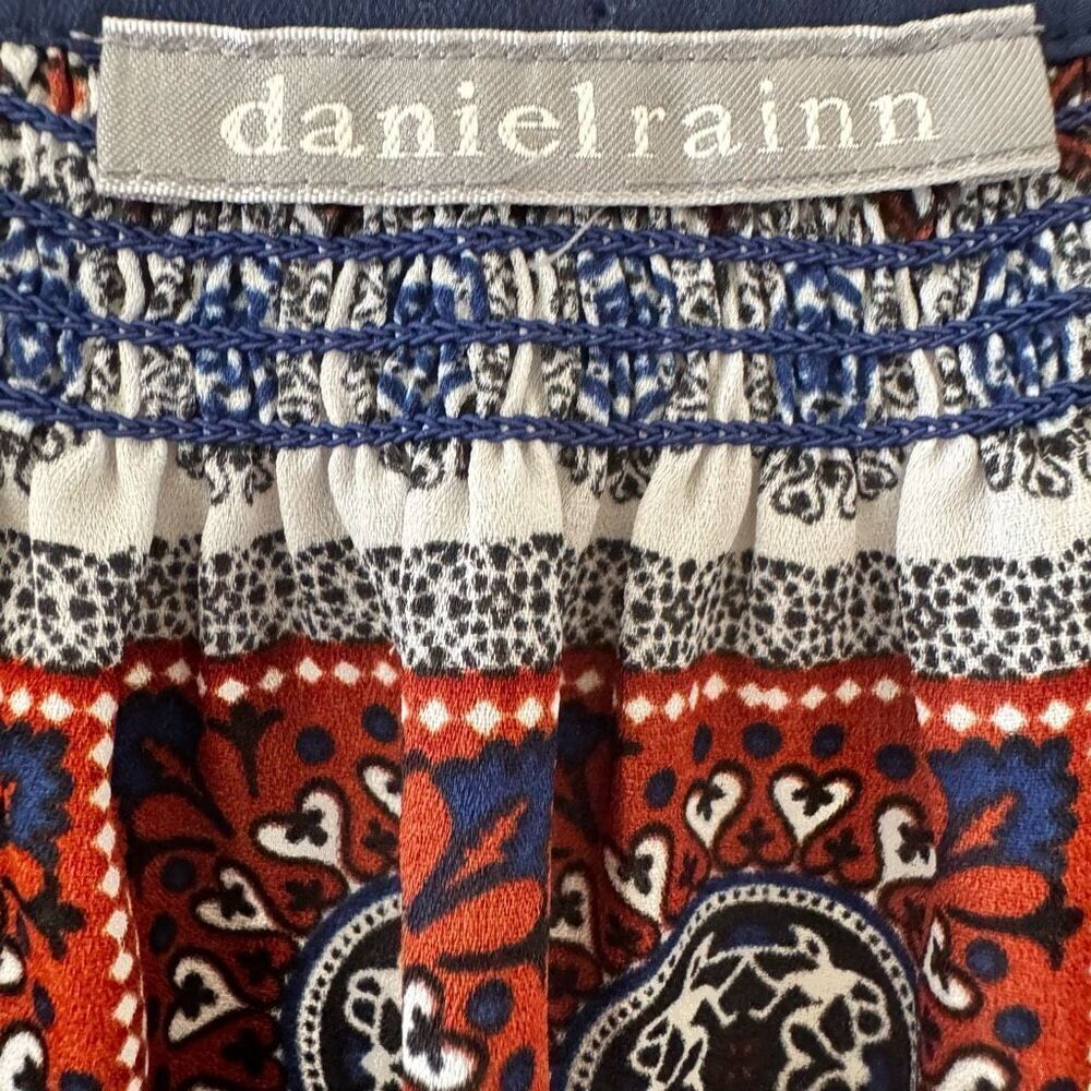 Anthropologie Daniel Rainn Medallion Boho Tunic Blouse Tassel SZ S # 2416 - Picture 8 of 14
